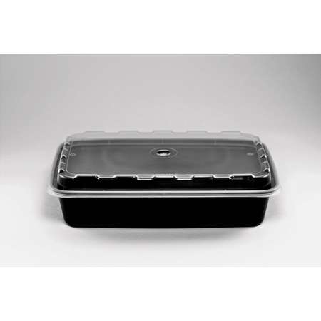 Cubeware Cubeware 28 oz. Rectangular Container Black Base With Clear Lid, PK150 CR-927B